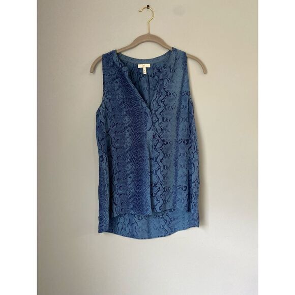 Joie corette Silk Georgette snake pattern blouse/navy/business casual/casual/ex - Picture 1 of 5